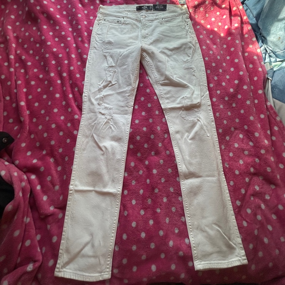 Hollister White Distressed Skinny Jeans